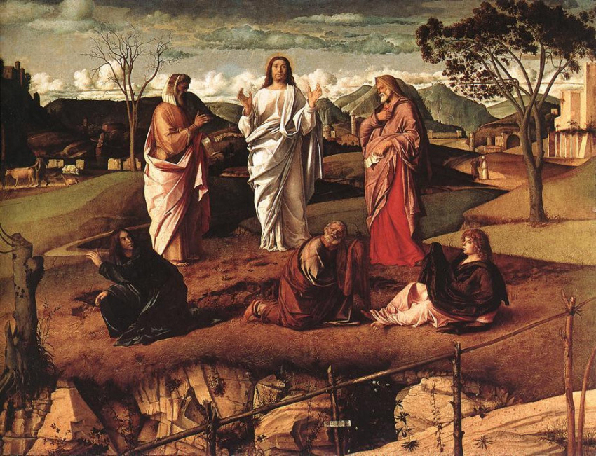 Giovanni Bellini: A színeváltozás, 1480.Museo e Gallerie Nazionali di Capodimonte, Nápoly