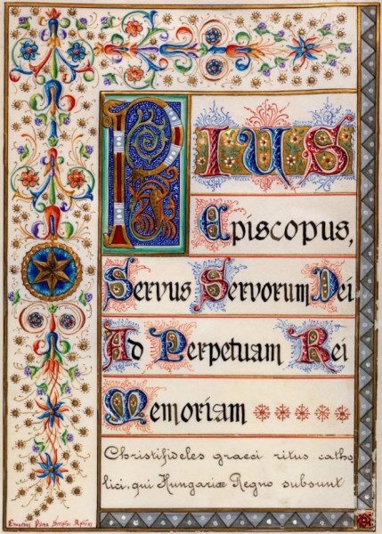 A Hajdúdorogi Egyházmegyét alapító 1912-es Christifideles Graeci bulla