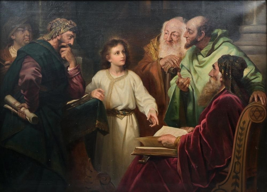 Heinrich Hofmann: Jézus a templomban (1884, olaj, vászon)