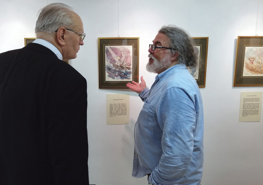 Erdő Péter bíborossal az Újpest Galéria kiállításán 2019-ben