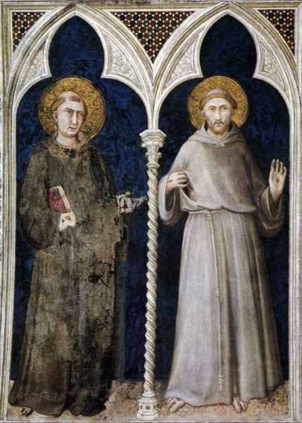 Simone Martini: Szent Antal és Szent Ferenc (Szent Márton-kápolna, Assisi, 1320–25)