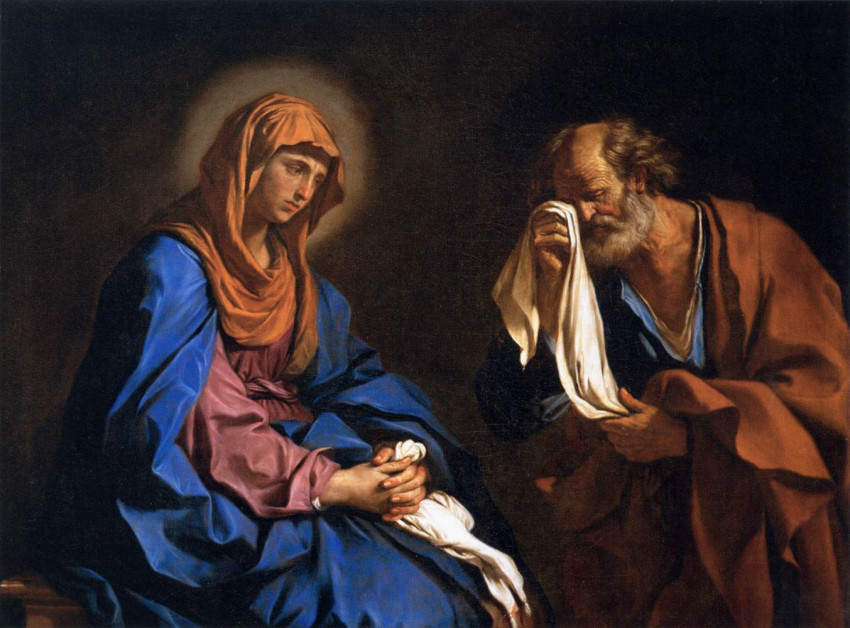 Guercino: Péter sír a Szűzanya előtt (1647)