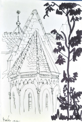 Az ócsai református templom, Márk László grafikája