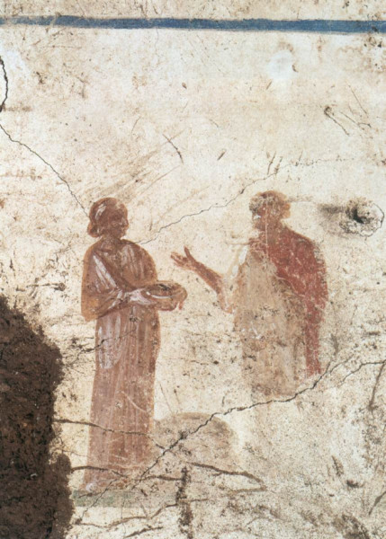 A szamariai asszony a kútnál (Freskó a római Praetextatus-katakombában; 3. század))