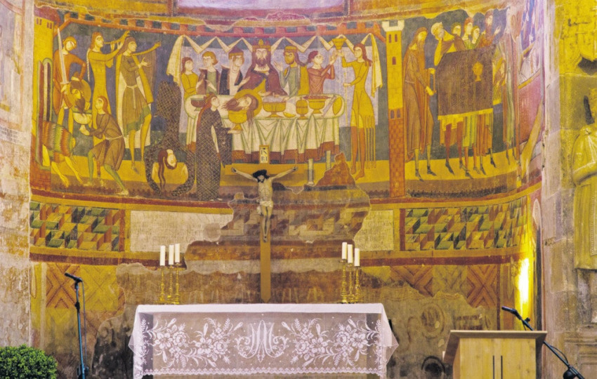 Müstair: a Keresztelő Szent János tiszteletére emelt Benedek-rendi apácakolostor templomának Karoling-kori apszisában, az 1160-as évekből ránk maradt freskó