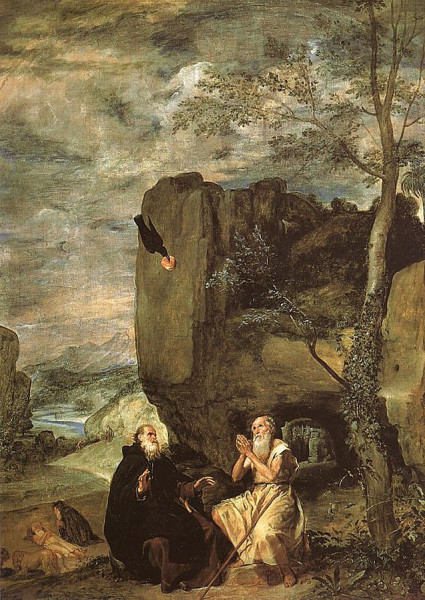 Diego Velázquez: Remete Szent Antal és Remete Szent Pál (1635, Muzeo del Prado)