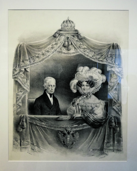 I. Ferenc osztrák császár és Karolina Auguszta császárné színházi páholyban
