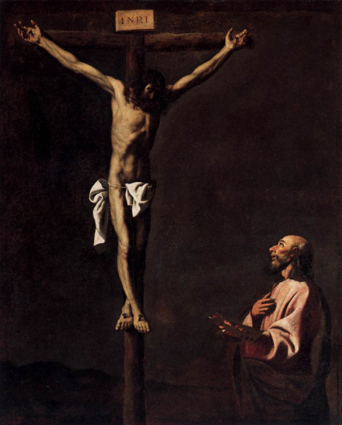 Francisco de Zurbarán: Szent Lukács festőként Krisztus keresztje előtt (1660 körül)