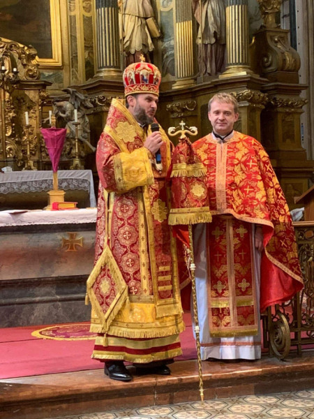 Szocska Ábel püspök és Gáborij Damjan atya.