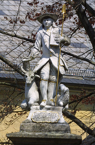 Szent Vendel szobra a memmersdorfi plébániatemplomnál (Wikipédia)