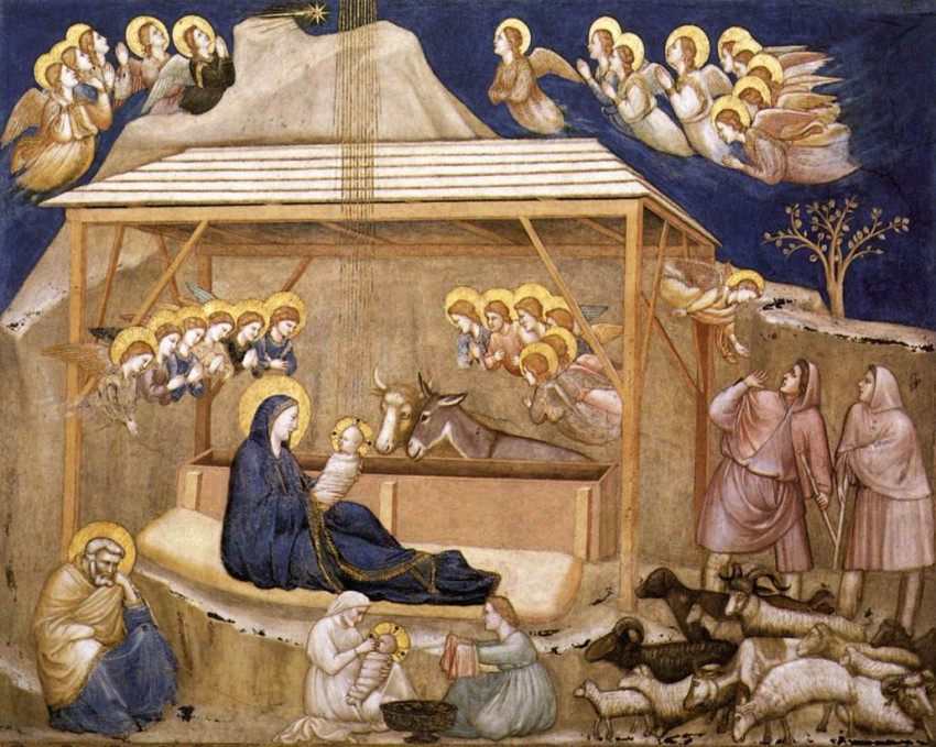 .Giotto: Jézus születése, Assisi Szent Ferenc-bazilika (1310) 