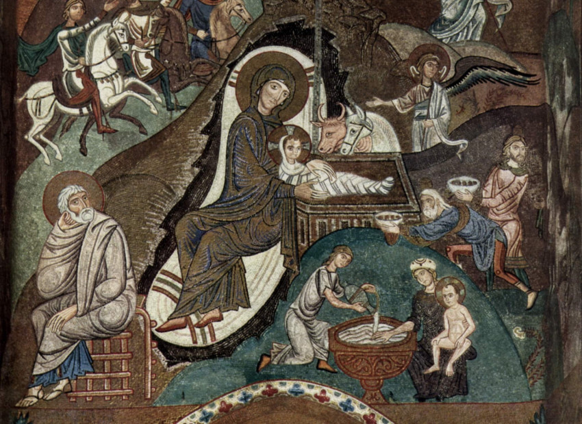 Jézus születését ábrázoló mozaik Palermóban (1150)