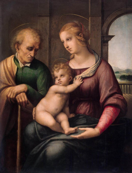 Raffaello: Madonna a Gyermekkel és szakálltalan Szent Józseffel (1506)