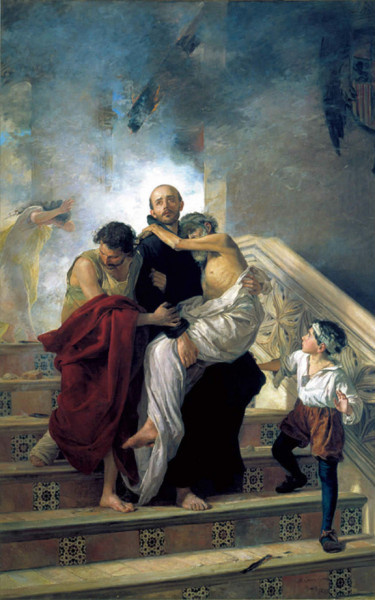Manuel Gómez-Moreno González, 1880: Istenes Szent János megmenti a betegeket a tűztől a király kórházban