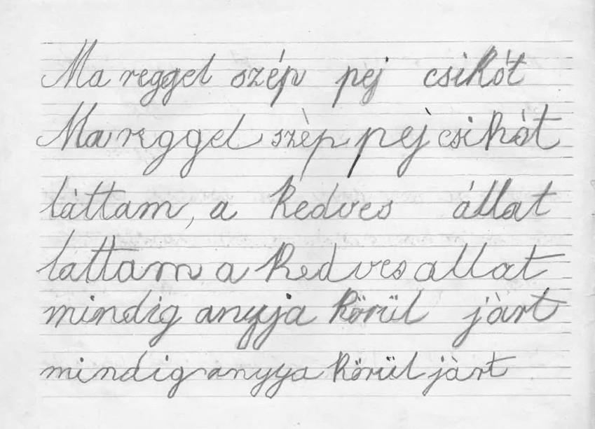 Mária Valéria gyakorlófüzetének egyik lapja