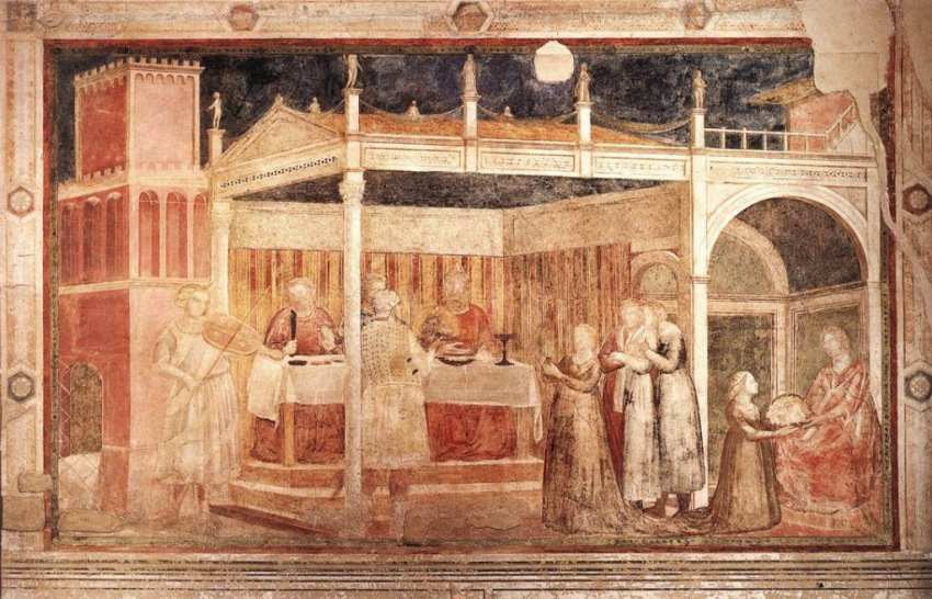 Giotto di Bondone: Jelenetek Keresztelő Szent János életéből – Heródes ünnepe (1315 körül)