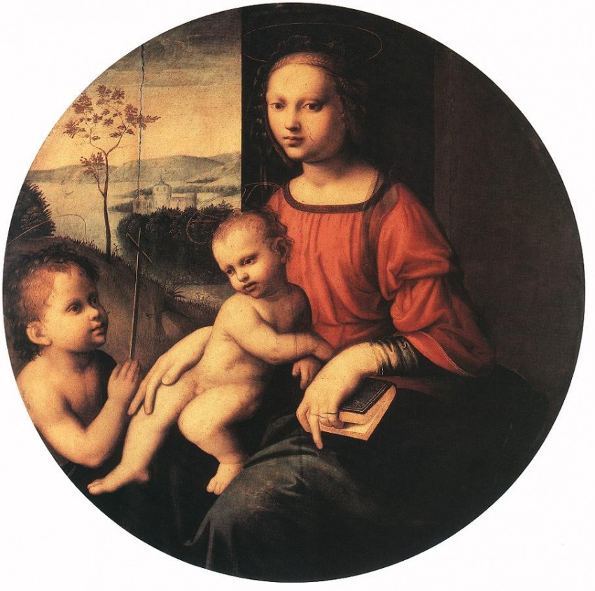 Giuliano Bugiardini: A Szent Szűz a gyermek Jézussal  és Keresztelő Szent Jánossal (16. század)