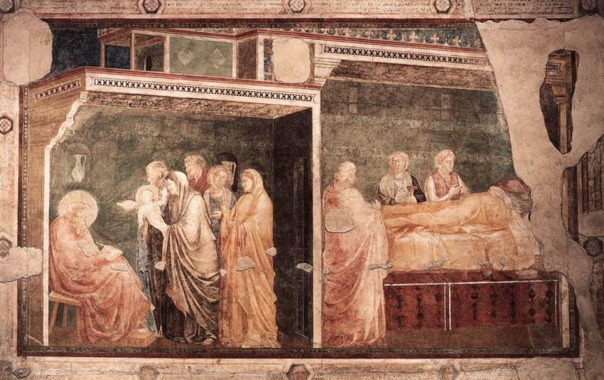 Giotto di Bondone: Jelenetek Keresztelő Szent János életéből – Születés (1315 körül)