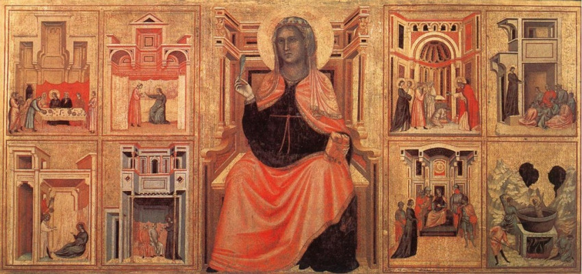 A Szent Cecíliáról elnevezett mester oltárképe a szent életéről (1304 körül)