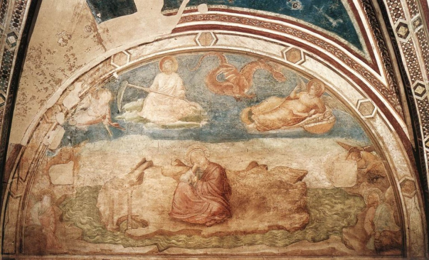 Giotto di Bondone: Jelenetek Szent János evangélista életéből –  Szent János Patmosz szigetén (1315 körül)