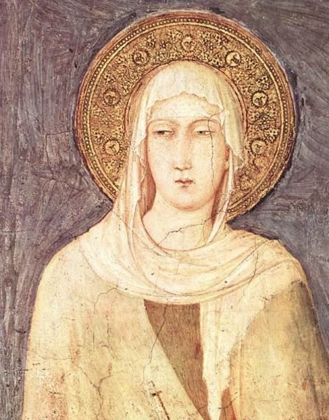 Árpád-házi Szent Margit Simone Martini 14. századi táblaképén  az assisi Szent Ferenc-bazilikában