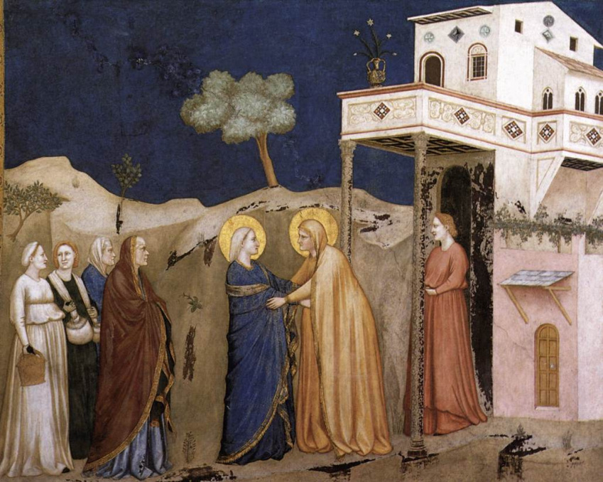Giotto di Bondone: Mária látogatása Erzsébetnél (1315-20)