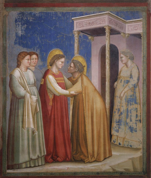 Giotto di Bondone: Mária látogatása Erzsébetnél (1306)