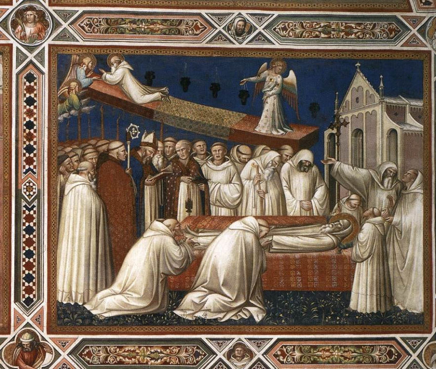 Spinello Aretino: Szent Benedek temetése (1388)