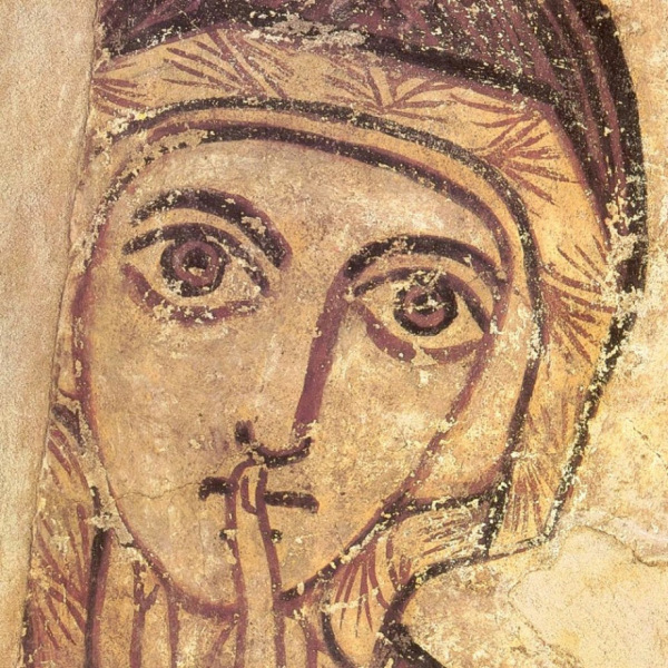 Szent Anna csendre hív – kopt freskó (Nemzeti Múzeum, Varsó)