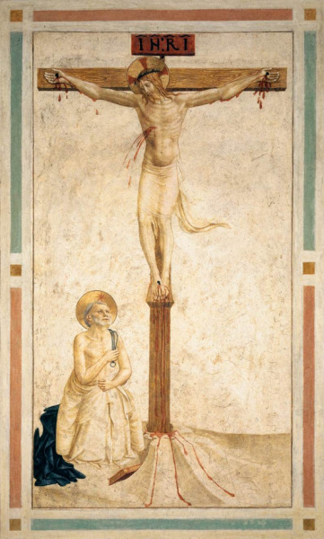 Szent Domonkos a keresztrefeszítést szemléli, magát ostorozva (1442; San Marco-kolostor, Firenze)