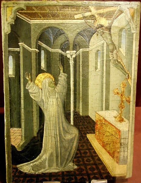 Giovanni di Paolo: Sienai Szent Katalin megkapja a stigmákat (15.század)