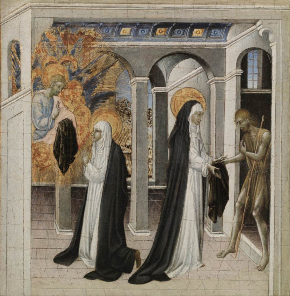 Giovanni di Paolo: Sienai Szent Katalin és a koldus (15.század)