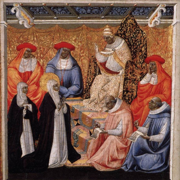 Giovanni di Paolo: Sienai Szent Katalin a pápa előtt Avignonban (15.század)