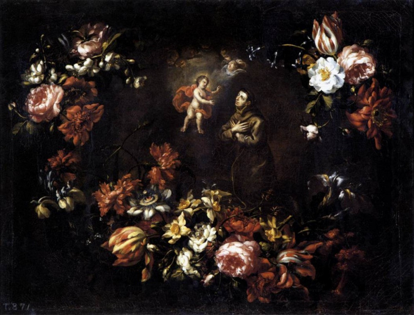 Bartolomé Pérez: Szent Antal virágfüzérrel (Prado, Madrid, 1689)