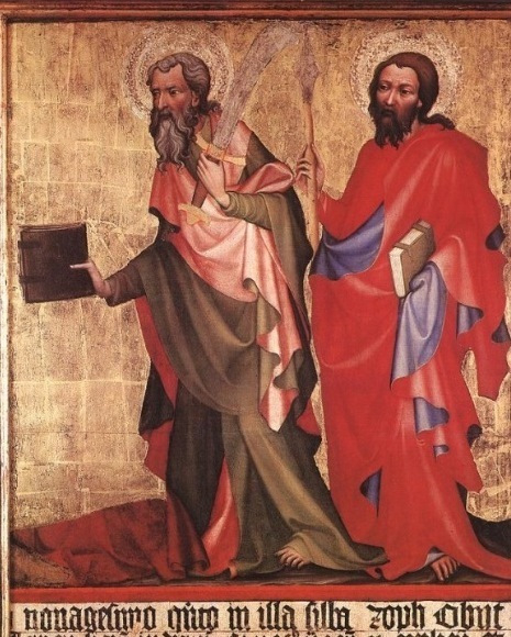 Ismeretlen cseh művész: Szent Bertalan és Szent Tamás apostol (1395)
