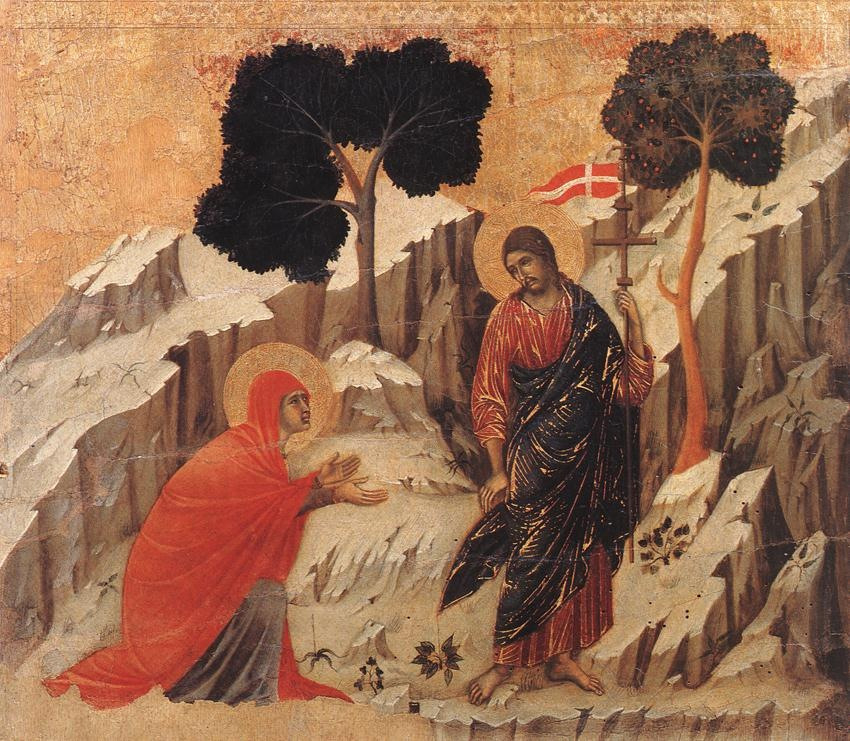 Duccio di Buoninsegna: Noli me tangere! – Krisztus megjelenik Mária Magdolnának (1308–1311)