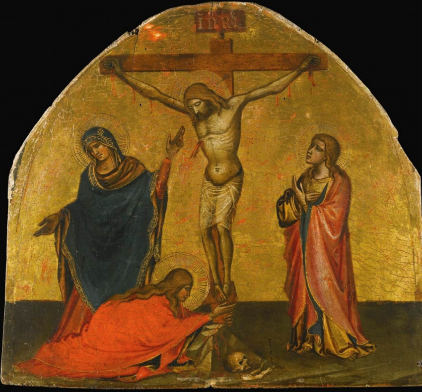 Niccolò di Pietro Gerini: A keresztre feszített Krisztus  a Szent Szűzzel, Szent Jánossal és Mária Magdolnával (1395–1400)
