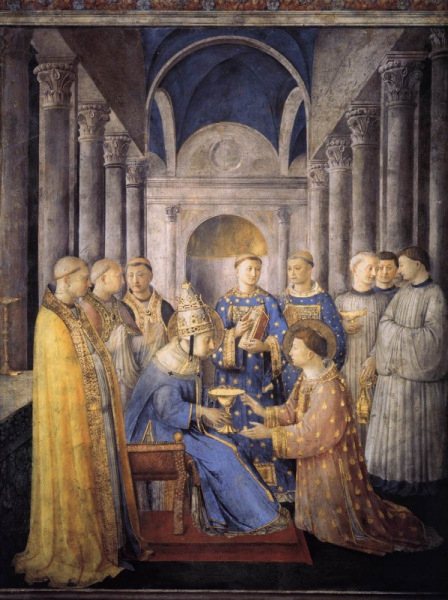 Fra Angelico: Szent Péter diakónussá szenteli Szent Lőrincet