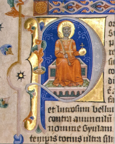 István király a trónon  (miniatúra a Képes krónikából)