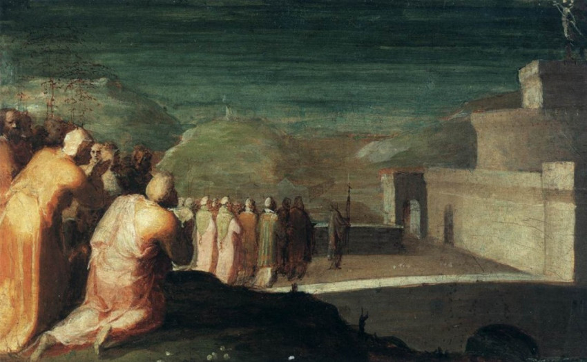 Beccafumi: Szent Mihály megjelenik az Angyalvár tetején
