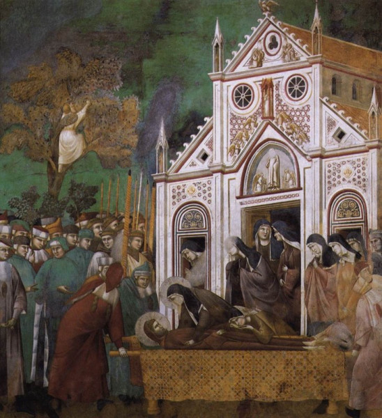 Giotto: Szent Klára gyászolja Szent Ferencet