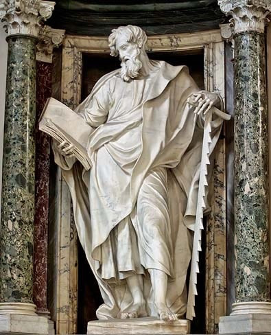 Szent Simon szobra a Lateráni Keresztelő Szent János-bazilikában (Francesco Moratti alkotása)