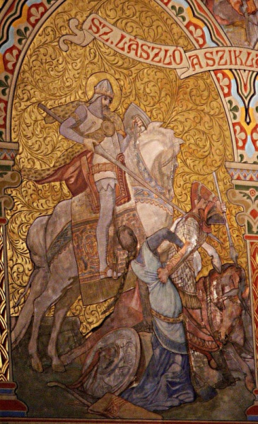 Szent László király a Mátyás-templom freskóján