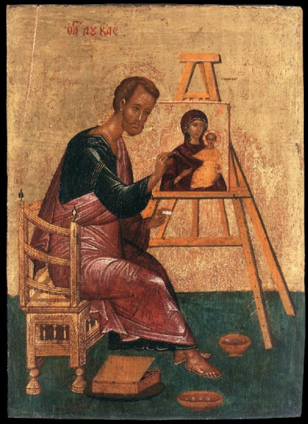 Névtelen orosz festő: Szent Lukács Hodigitria-ikont fest (1400-as évek)