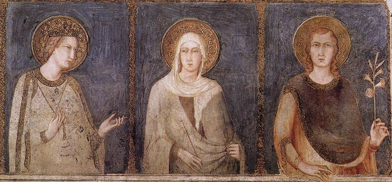 Simone Martini: Szent Erzsébet, Szent Margit és Szent Imre herceg  (Assisi, Szent Ferenc-bazilika altemploma, 1320–25)