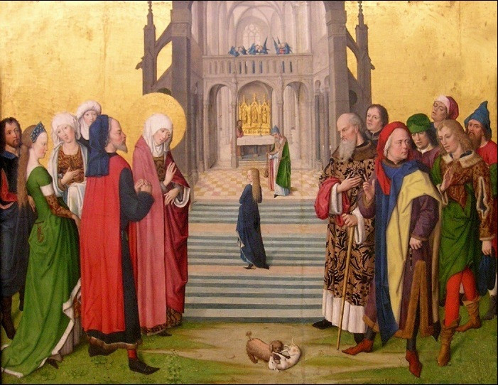 A mester, aki megfestette Szűz Mária életét:  Mária bemutatása a templomban (15. század)