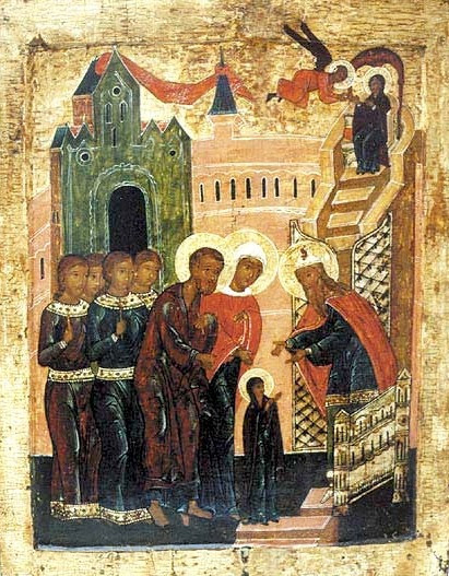 A legszentebb Istenszülő belépése a templomba (16. századi orosz ikon)