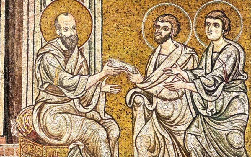 Szent Pál Timóteussal és Titusszal  (12. századi mozaik a monrealei katedrálisban)