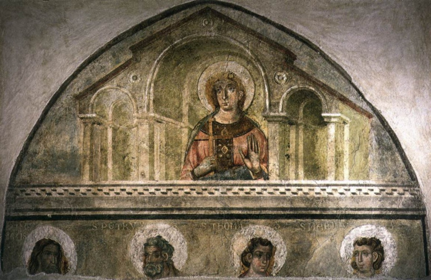 Szent Ilonát ábrázoló freskó Velencében (1290 körül)