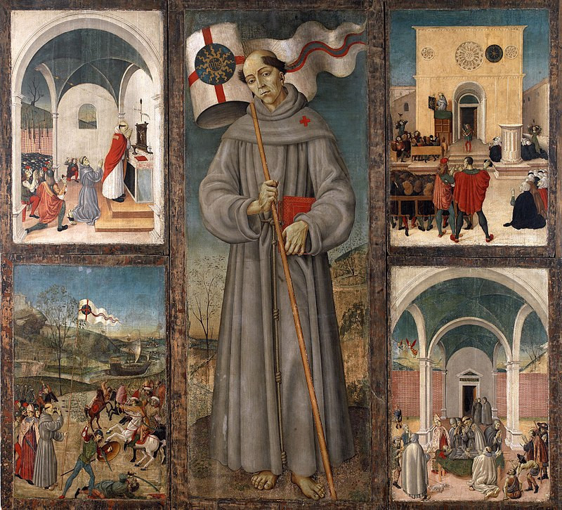 Kapisztrán Szent János életének jeleneteit ábrázoló oltárkép (ismeretlen mester műve)